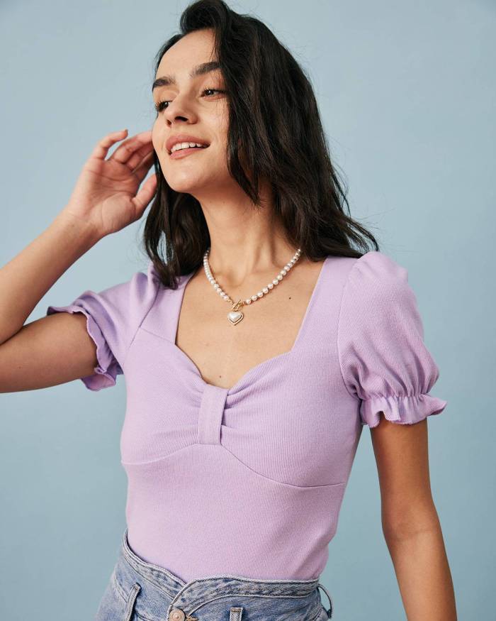 The Ruched Puffy Sleeve Cropped Tee