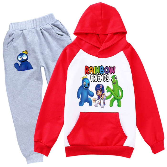 Boys Rainbow Girls Friends Print Pullover Hoodie And Sweatpants 2 Sets