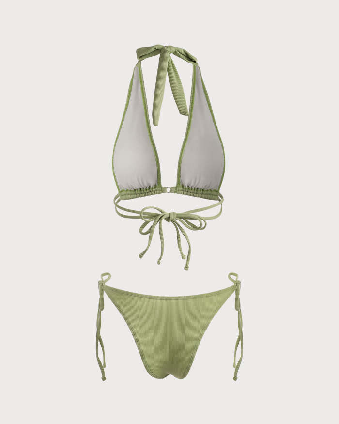 The Green Halter Tie Back Bikini Set