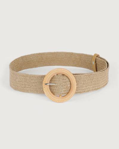 The Women Square Buckle Woven Belt