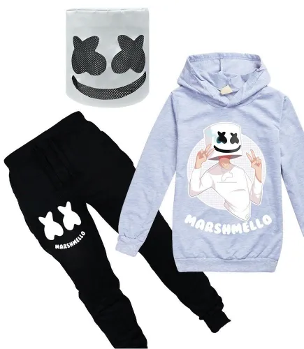 Boys Girls Dj Marshmello Tracksuit Kids Hoodie Sweatpants Hood Costume