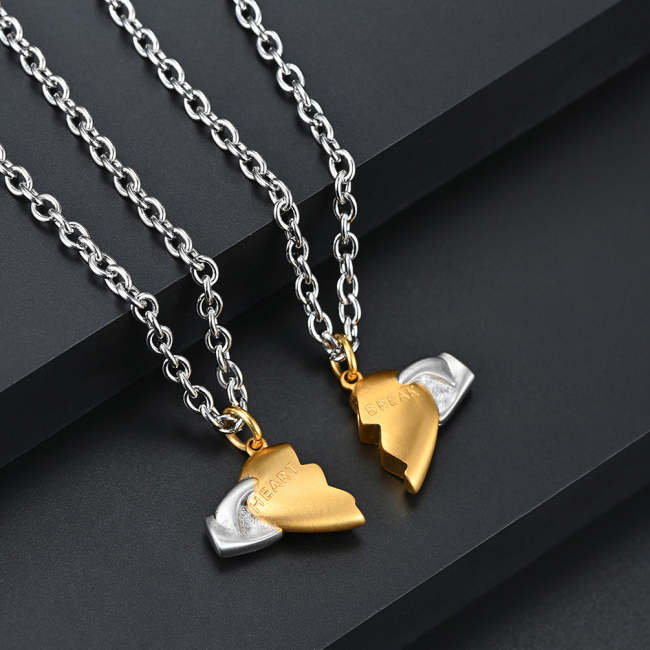 Custom Gift Magnetic Heart Broken Necklace For Couples Bff
