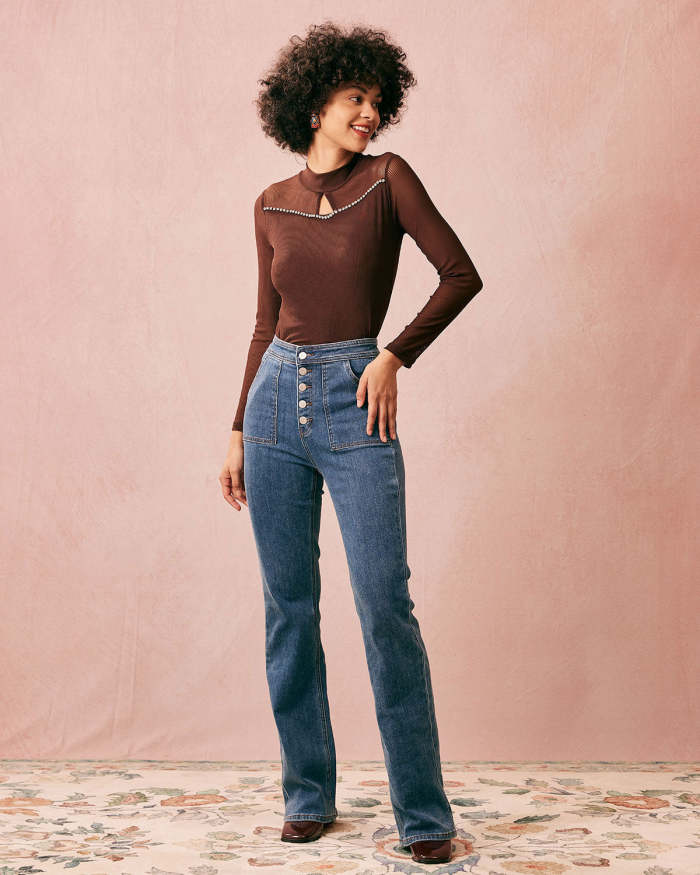 The Coffee Round Neck Cutout Ribbed Knit Top