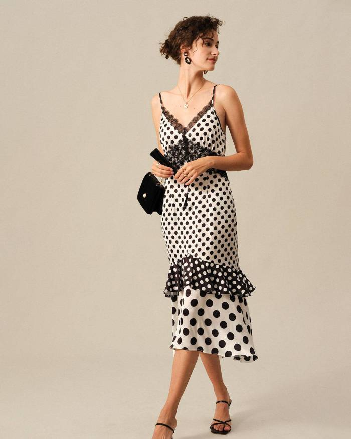 The Polka Dot Lace Trim Maxi Dress