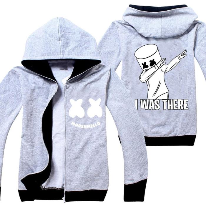 Dj Marshmello I Was There Black Grey Boys Zip Up Hoodie Jacket