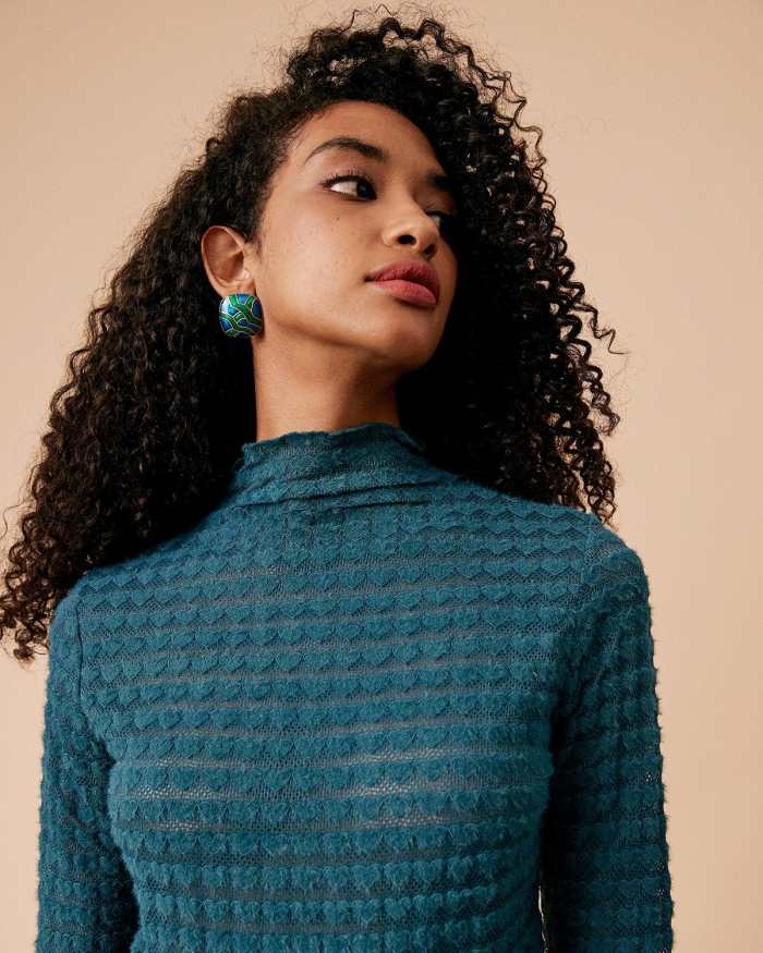 The Mock Neck See-Through Knit Top