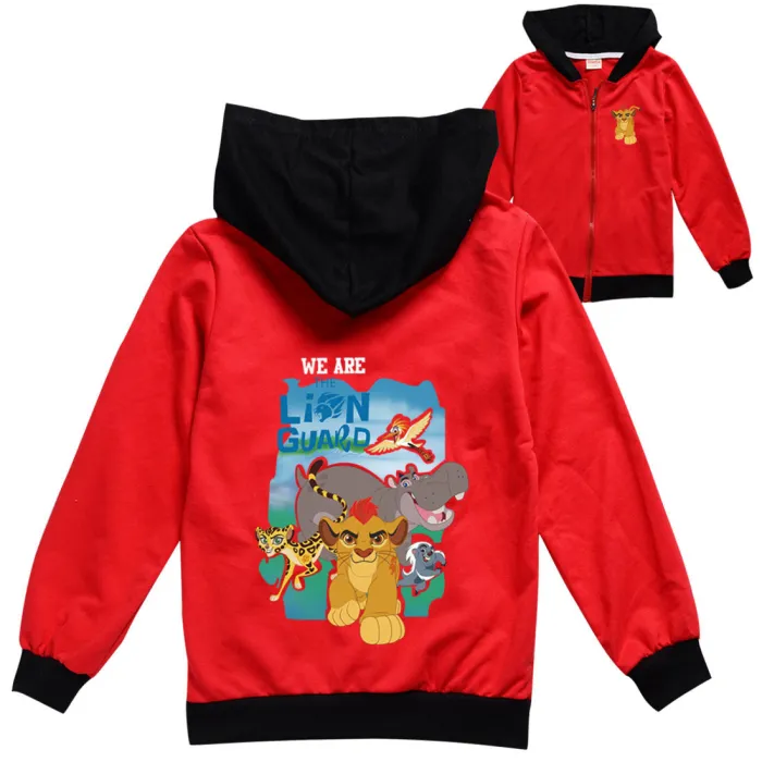 Girls Boys The Lion Guard Print Zip Up Hooded Jacket Hoodie Coat