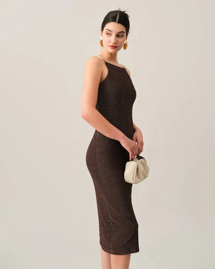 The Pearl Strap Bodycon Midi Dress