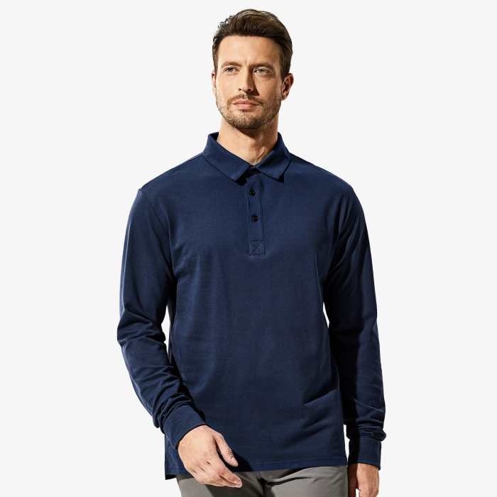Men Golf Polo Shirts Regular-Fit Collared Cotton Shirt