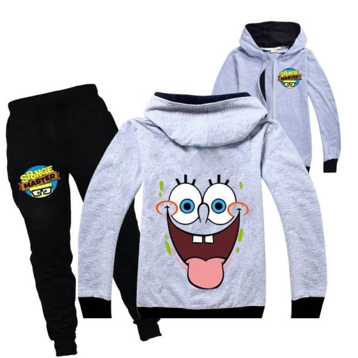 Spongebob Sponge Master Print Girls Boys Hoodie Jogger Pants Tracksuit