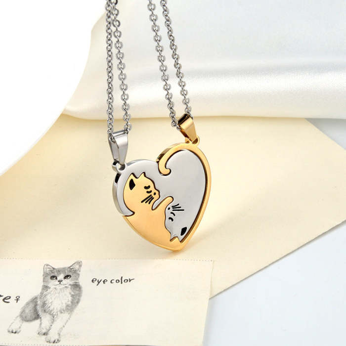 2Bff Couples Cute Kittens Matching Cats Pendant Necklace