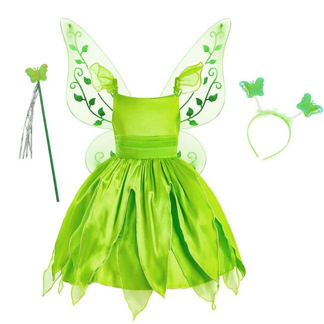 Tinker Bell Fairy Flower Elf Princess Girls Halloween Costume