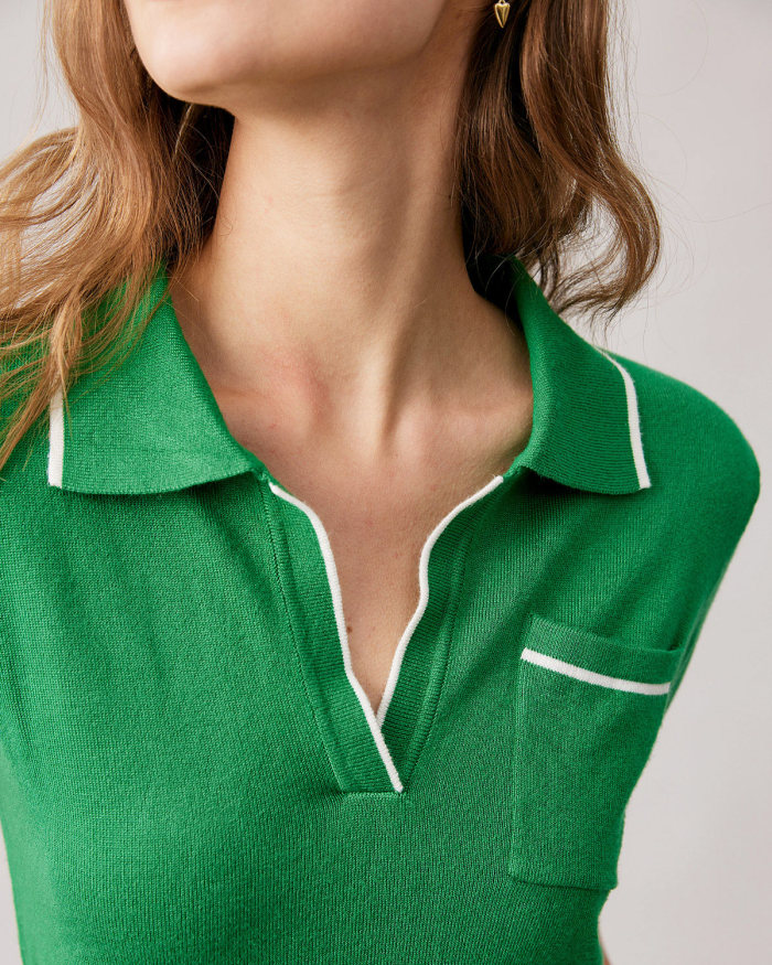 The Green Collared Contrast Tee