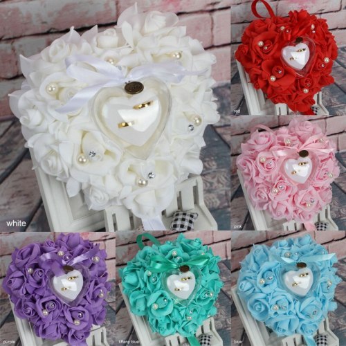 Party Diy Decors Heart Shape Simulation Rose Flowers Jewelry Case