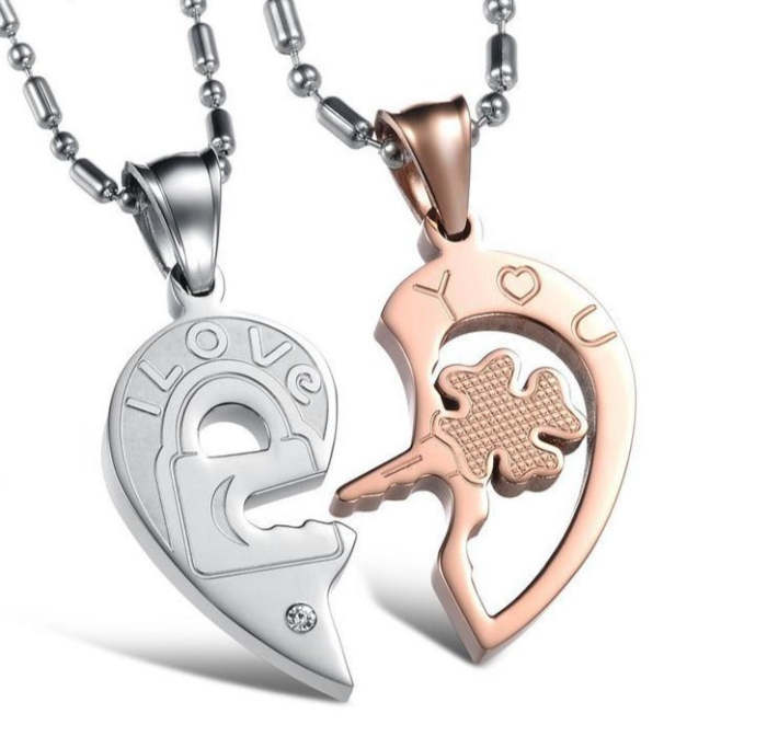 Heart And Key Puzzle  I Love You Couples Best Friends Necklace