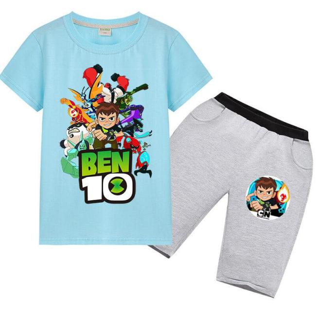 Ben 10 Print Girls Boys Multi-Color Cotton T Shirt And Shorts Outfits
