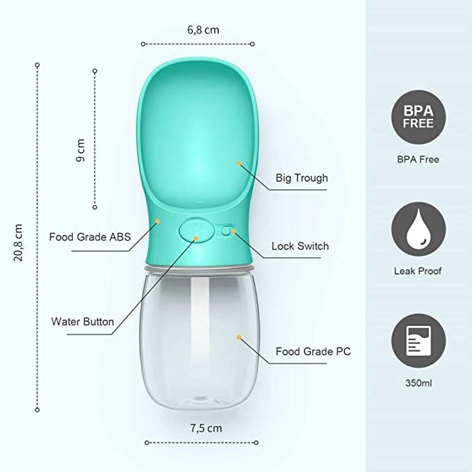 Pet Water Bottle With Bowl Dispenser For Walking/Travel,