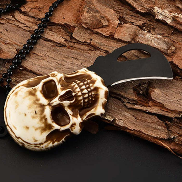 Skull Knife Stainless Steel Folding Knife Necklace