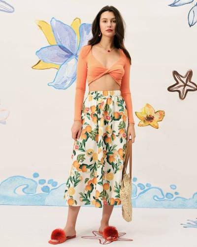 The Fruit Print A-Line Skirt