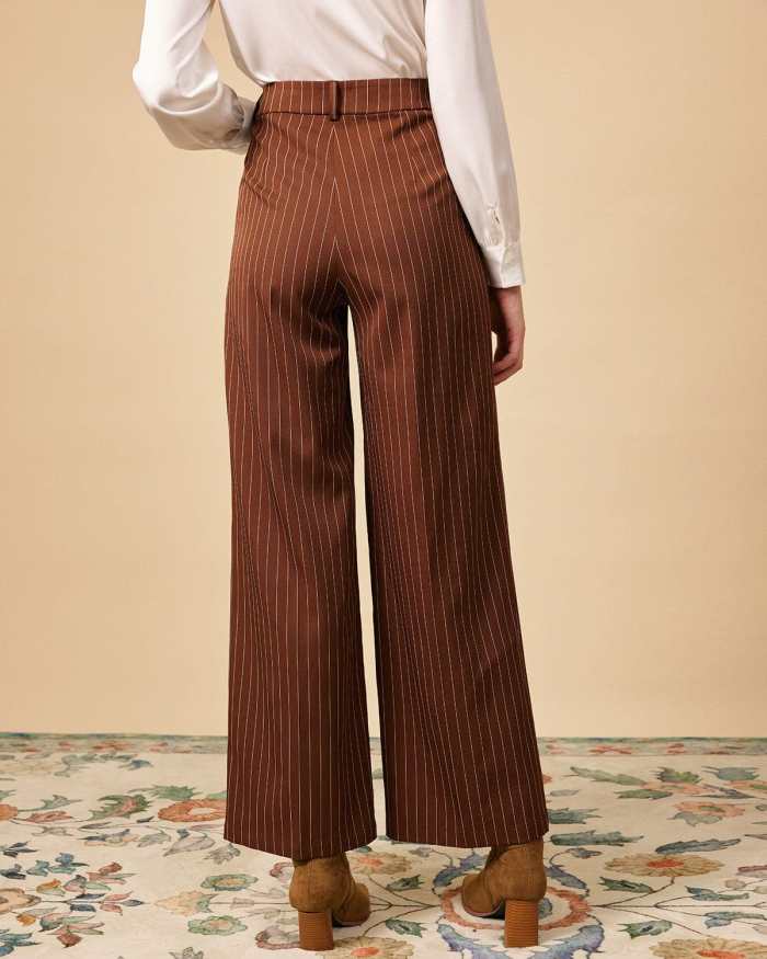 The Brown Striped High Waisted Pants