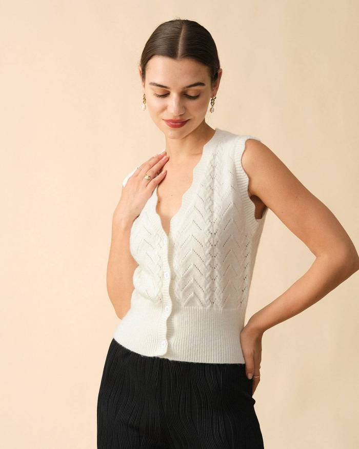 The V Neck Ribbed Button-Up Sweater Vest