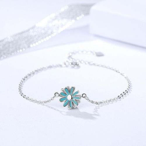 925 Pure Silver Small Daisy Female Bracelet