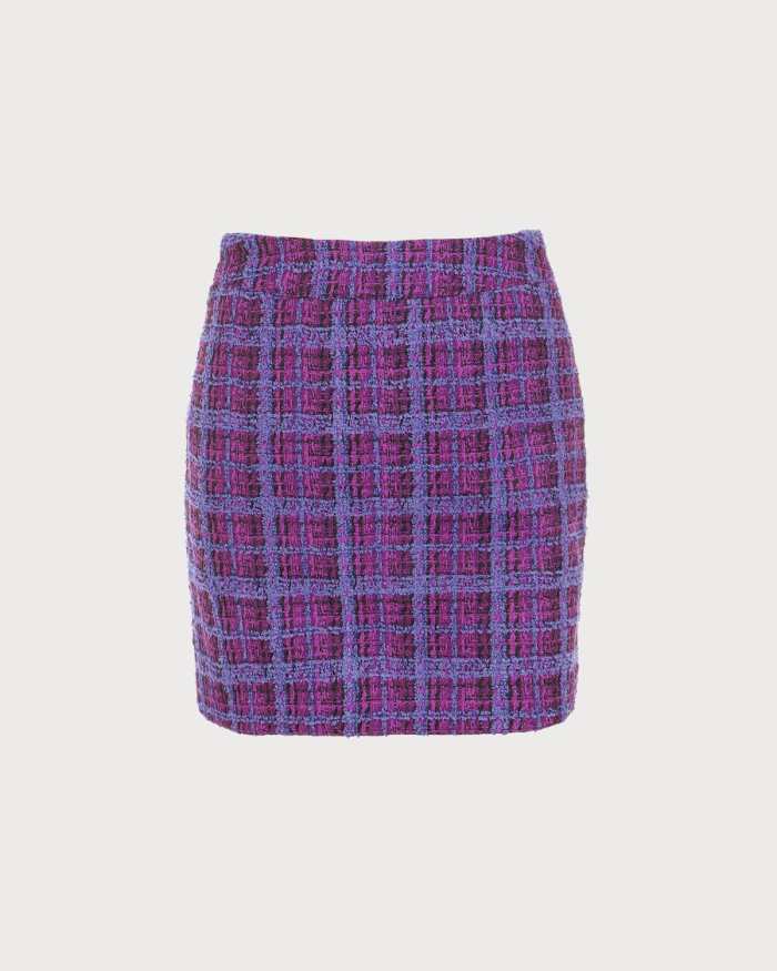 The Plaid Tweed A-Line Mini Skirt