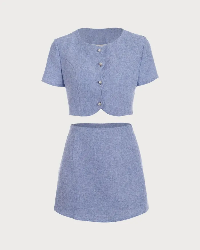 The Pearl Button Tweed Tailored Top