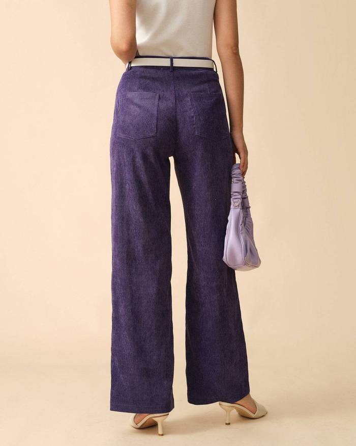 The Solid High Waisted Straight Corduroy Pants