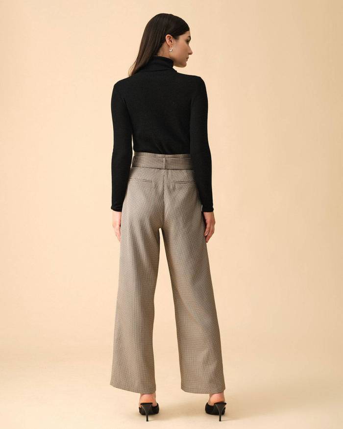 The Houndstooth Belted Straight Pants