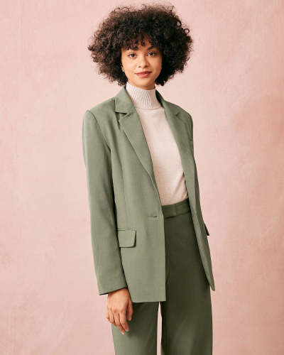 The Green Lapel Single Button Blazer