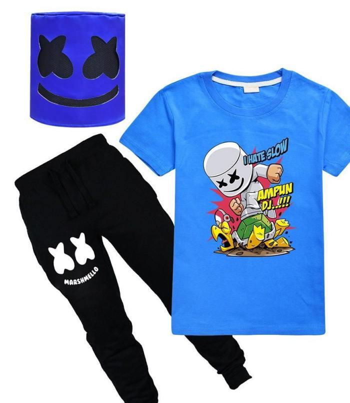 Boys Girls Dj Marshmello T Shirt And Sweatpants Kids Cosplay Costume