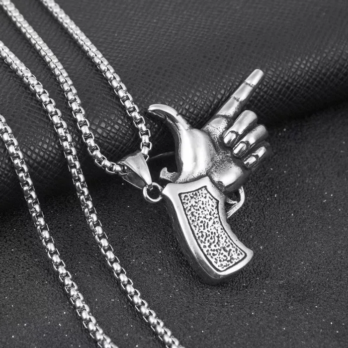 Gun Necklace With 7 Finger Sign