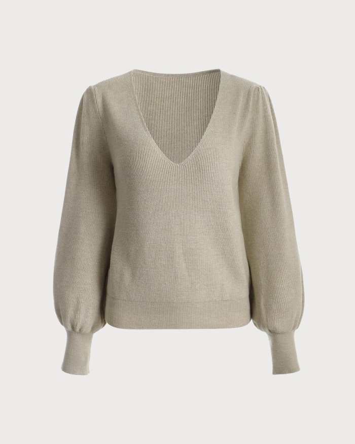 The Solid V Neck Knit Sweater