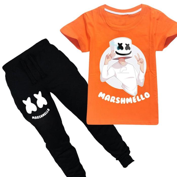 Dj Marshmello Yeah Print Girls Boys Cotton T Shirt N Black Pants Suit