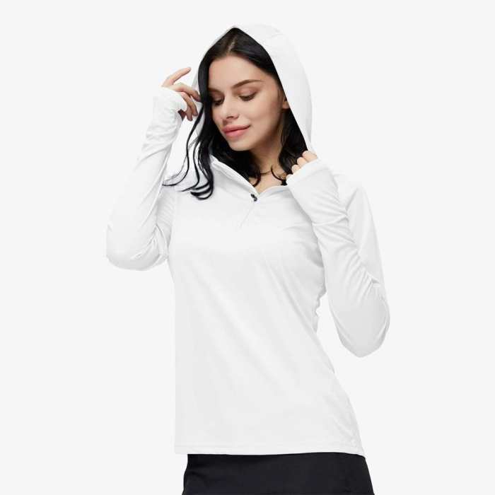 Women Upf 50+ Sun Protection Hoodie Shirt Long Sleeve