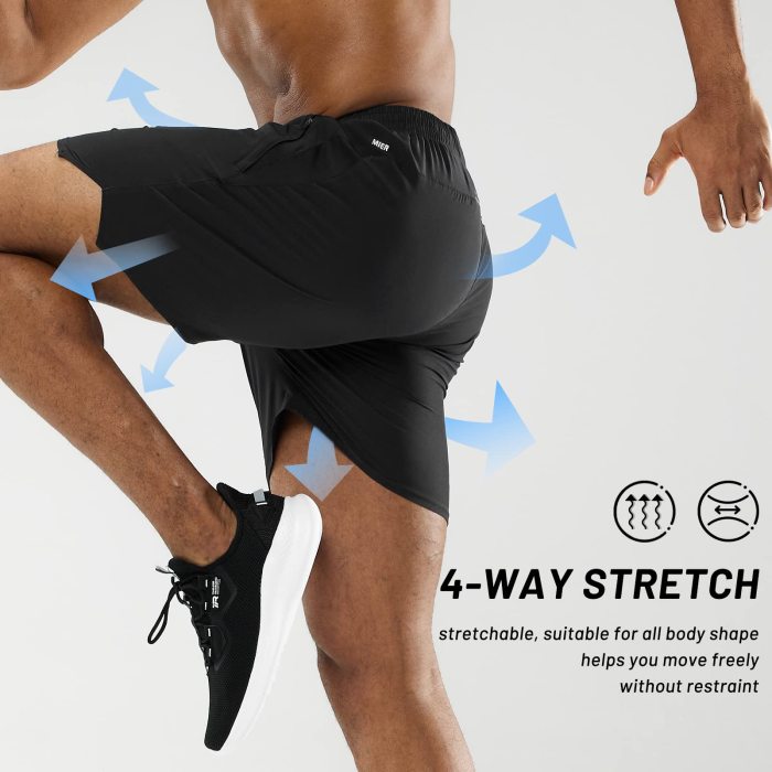 Men Workout 5 Inches Running Shorts With Zipper Pockets