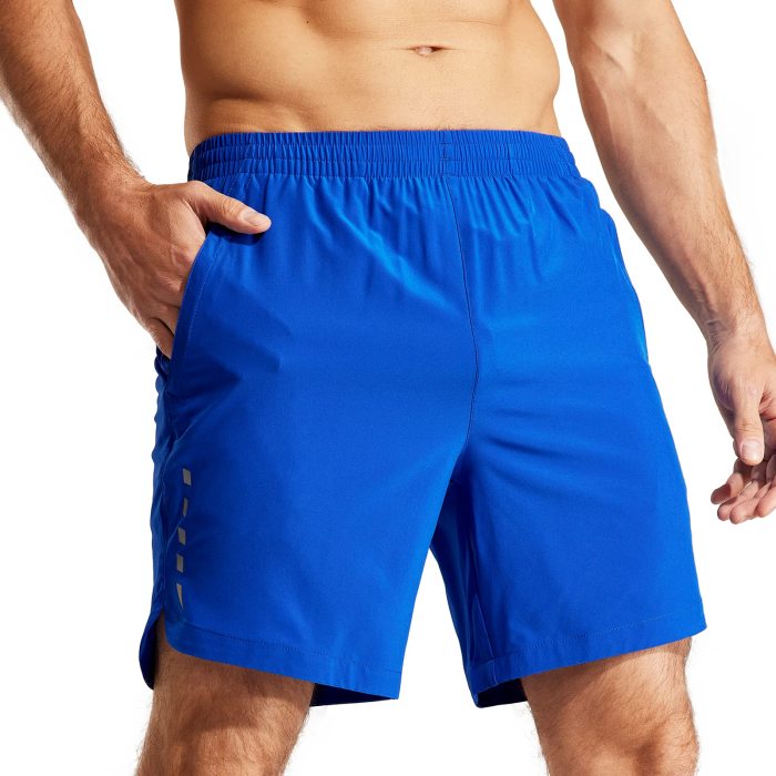 Men 7 Inch Running Shorts Quick Dry With Zipper Pockets