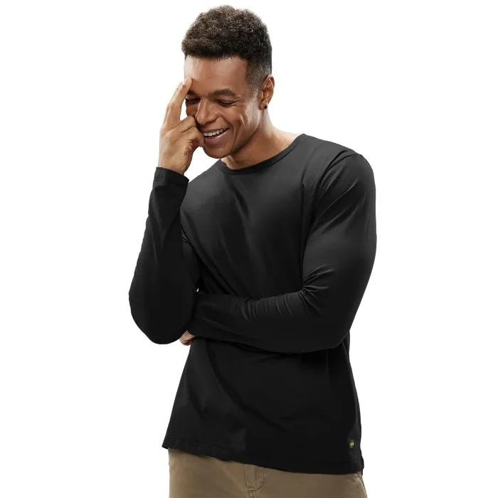 Men Long Sleeve Shirts Cotton Tees Crew Neck Casual T-Shirt
