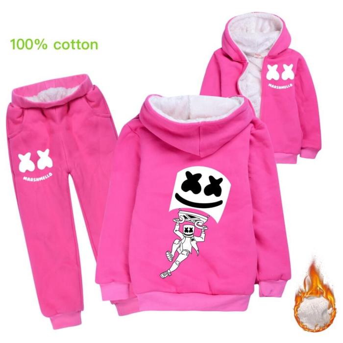 Dj Marshmello Flying Print Girls Boys Fleece Lined Hoodie N Sweatpants