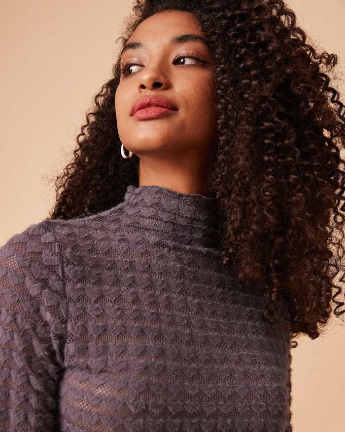 The Mock Neck See-Through Knit Top