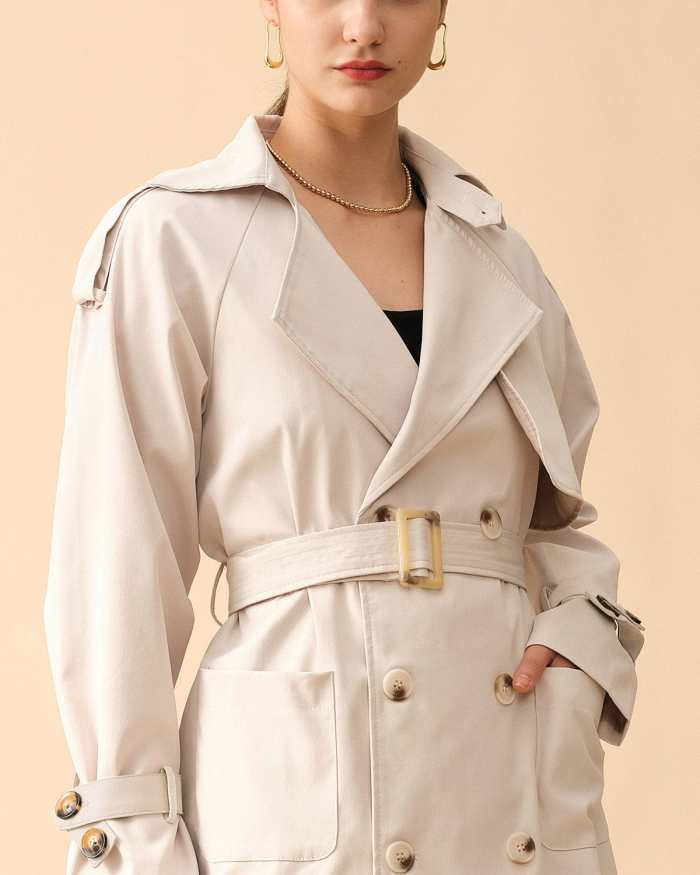 The Lapel Double-Breasted Belted Trench Coat