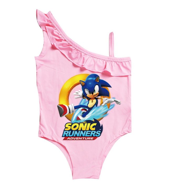 Girls Sonic Runners Adventure Print One Piece Bathing Suit Swimwear