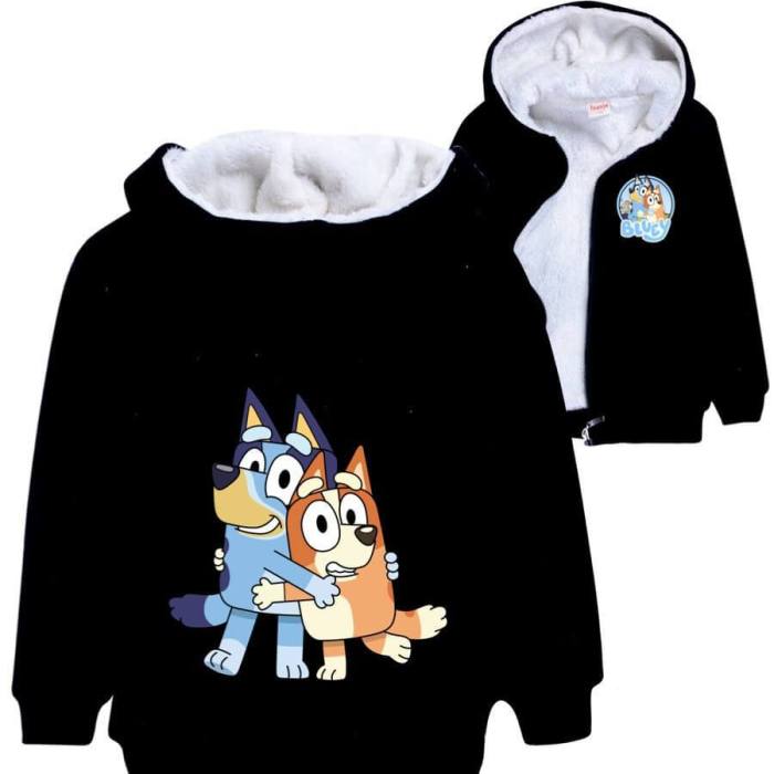 Bluey And Bingo Cute Dog Print Girls Boys Lined Zip Up Cotton Jacket