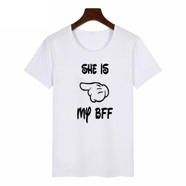 Women Cute Best Friend Matching Letter T-Shirt Bff T Shirt Women Lovers Tee Shirt My Best Friend Printing Tshirt Femme Clothes