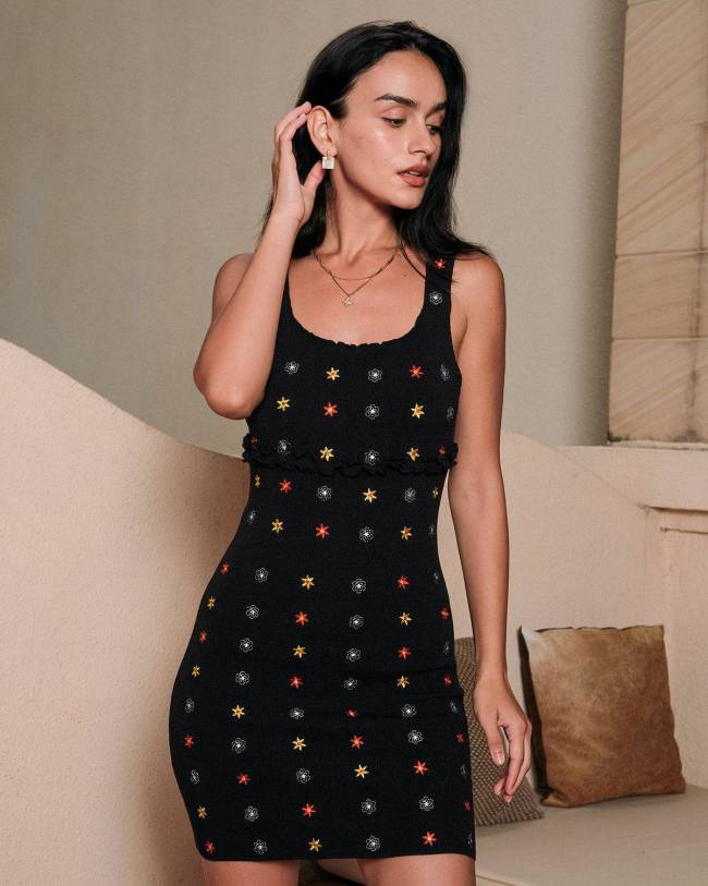 The Embroidered Knit Mini Dress