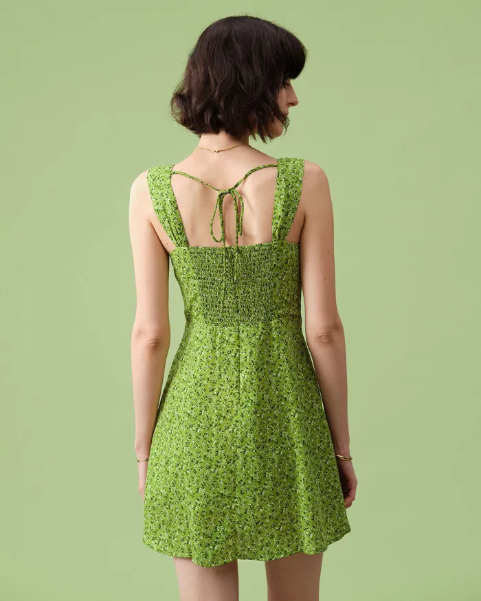 The Green Sweetheart Neck Backless A-Line Mini Dress