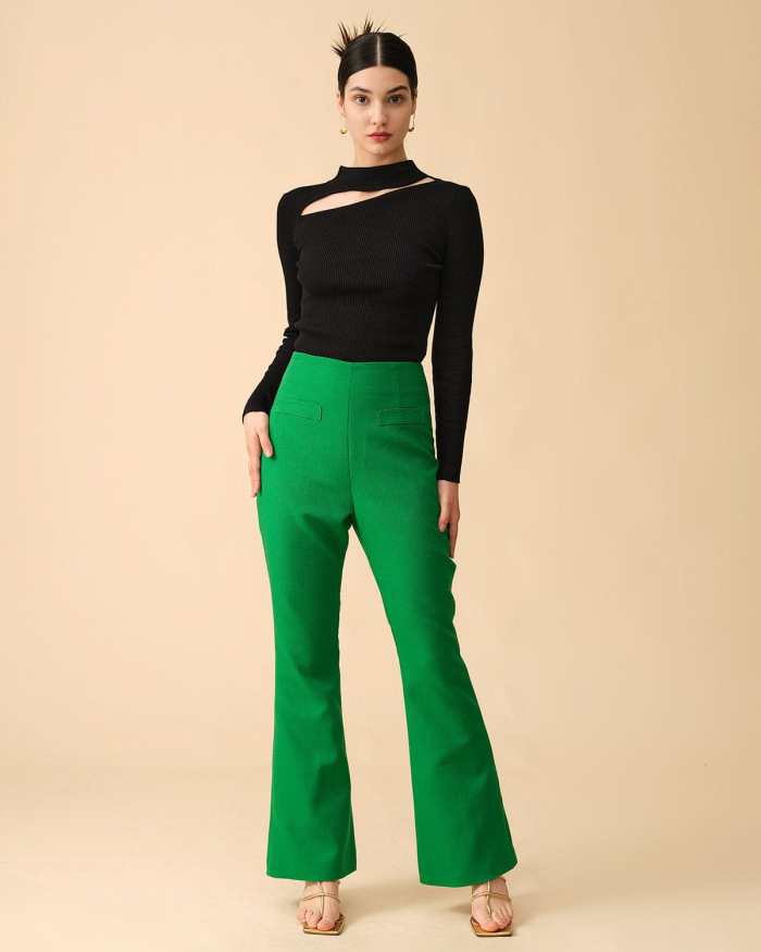 The Solid High-Waisted Flare Pants