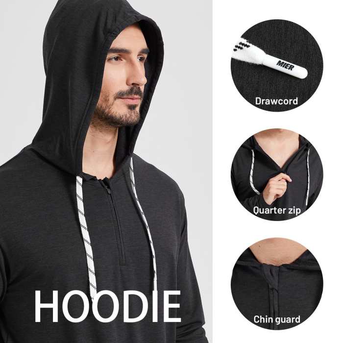 Men Soft Workout Hoodie Lightweight Hooded Shirts
