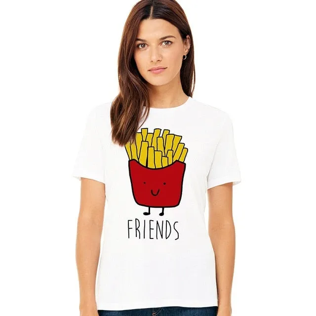 Fashion Cute Tops Summer Short Sleeve Matching Clothes Bff T Shirt Women Best Friends T Shirt